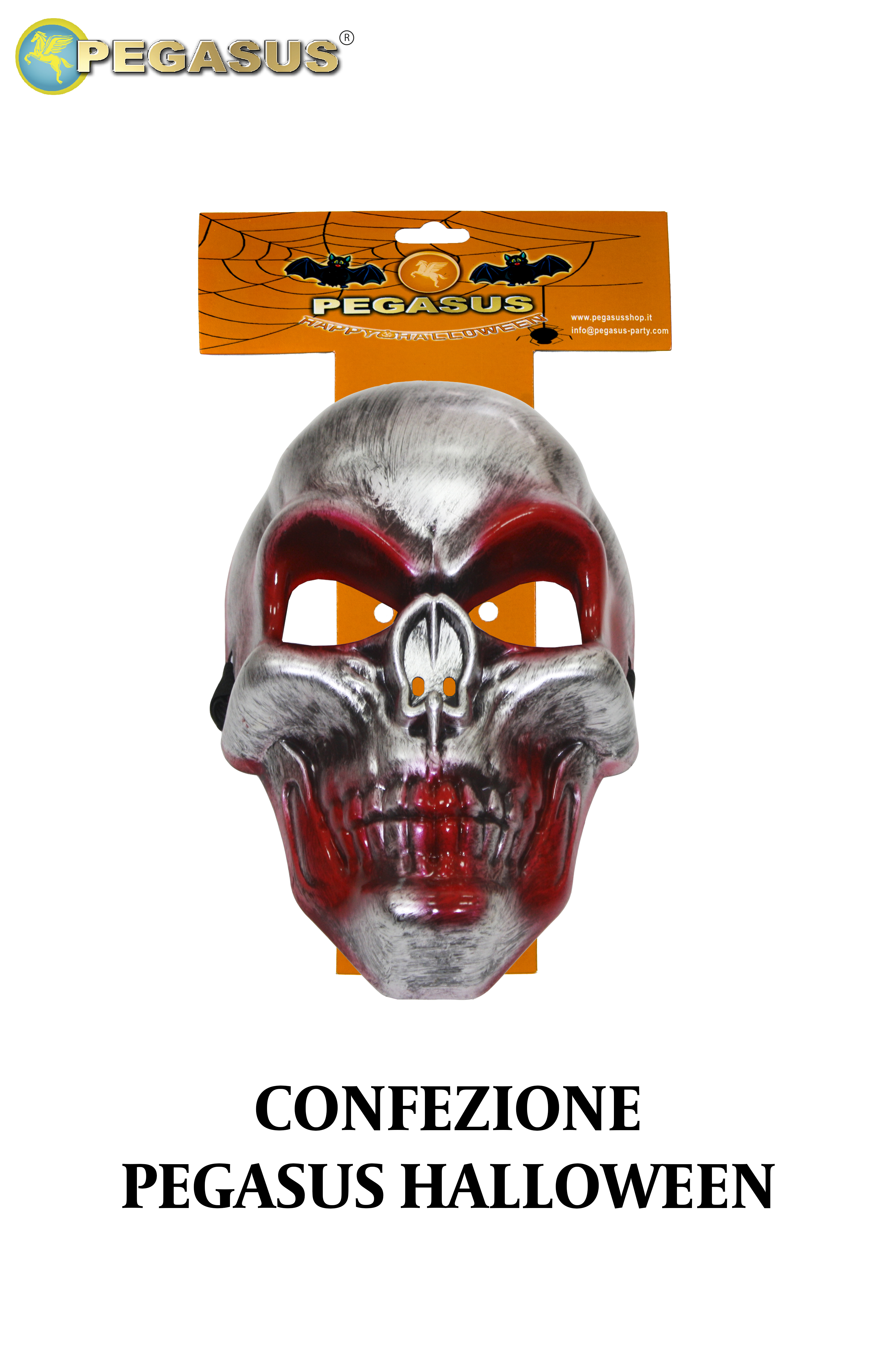 MASCHERA SCHELETRO ARGENTO DI HALLOWEEN